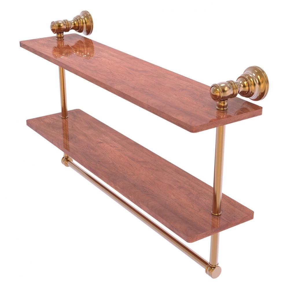 Carolina Collection 22 Inch Double Wood Shelf with Towel Bar - Brushed Bronze