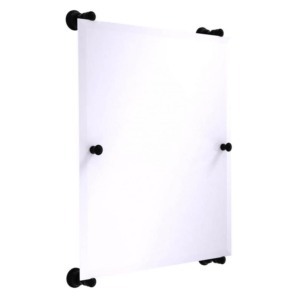 Carolina Collection Rectangular Frameless Rail Mounted Mirror - Matte Black