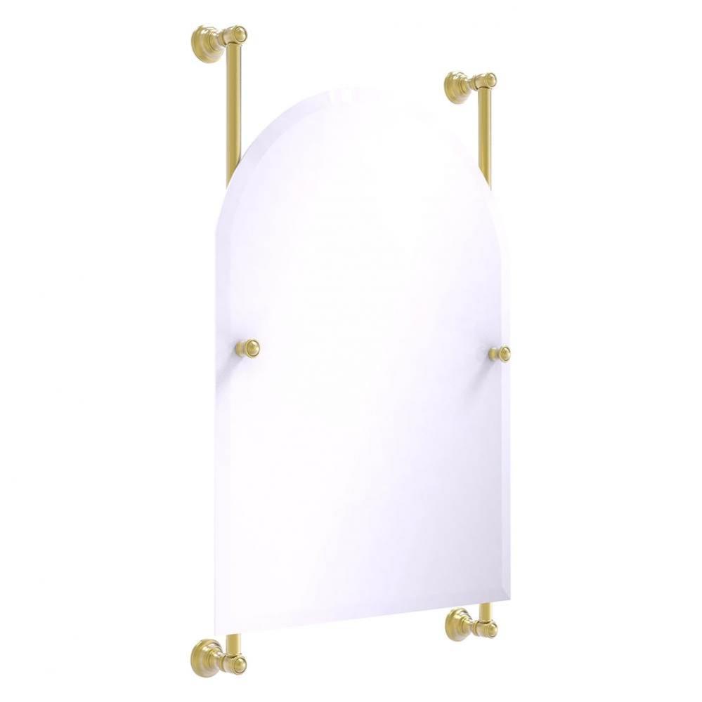 Carolina Collection Arched Top Frameless Rail Mounted Mirror - Satin Brass