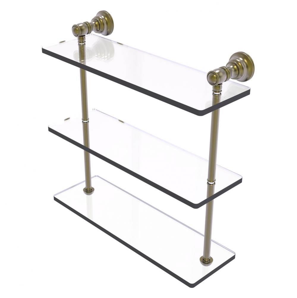 Carolina Collection 16 Inch Triple Glass Shelf - Antique Brass