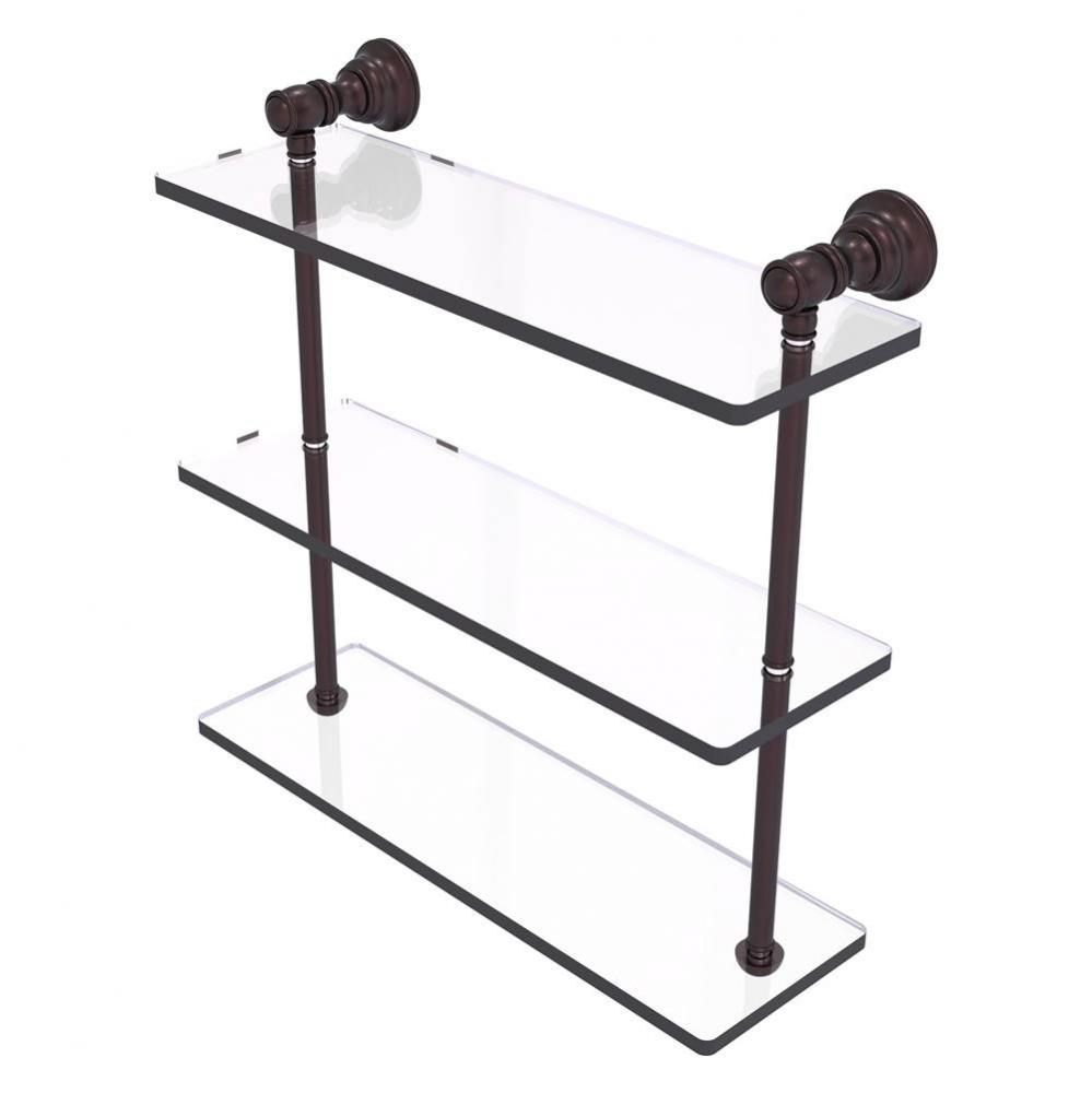 Carolina Collection 16 Inch Triple Glass Shelf - Antique Bronze