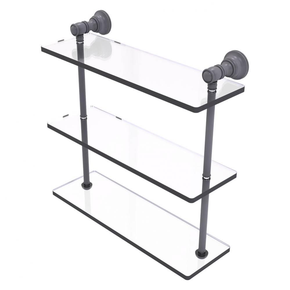 Carolina Collection 16 Inch Triple Glass Shelf - Matte Gray