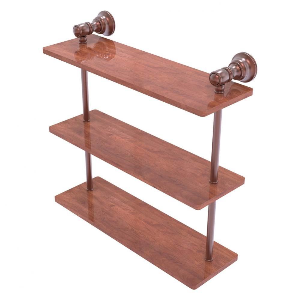 Carolina Collection 16 Inch Triple Wood Shelf - Antique Copper