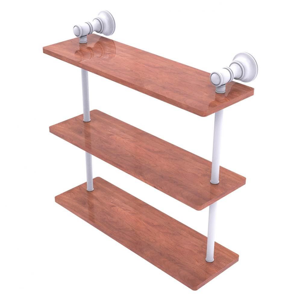 Carolina Collection 16 Inch Triple Wood Shelf - Matte White