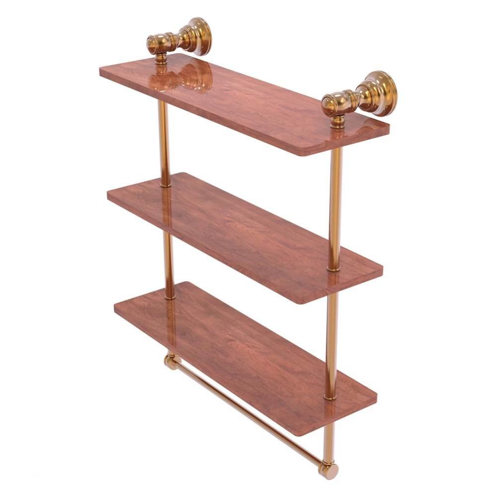 Carolina Collection 16 Inch Triple Wood Shelf with Towel Bar - Brushed Bronze