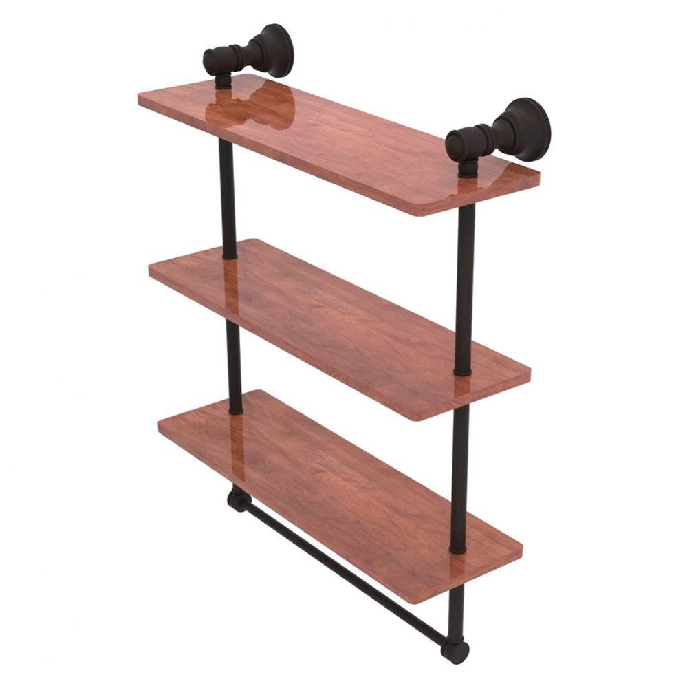 Carolina Collection 16 Inch Triple Wood Shelf with Towel Bar - Oil Rubbed Bronze