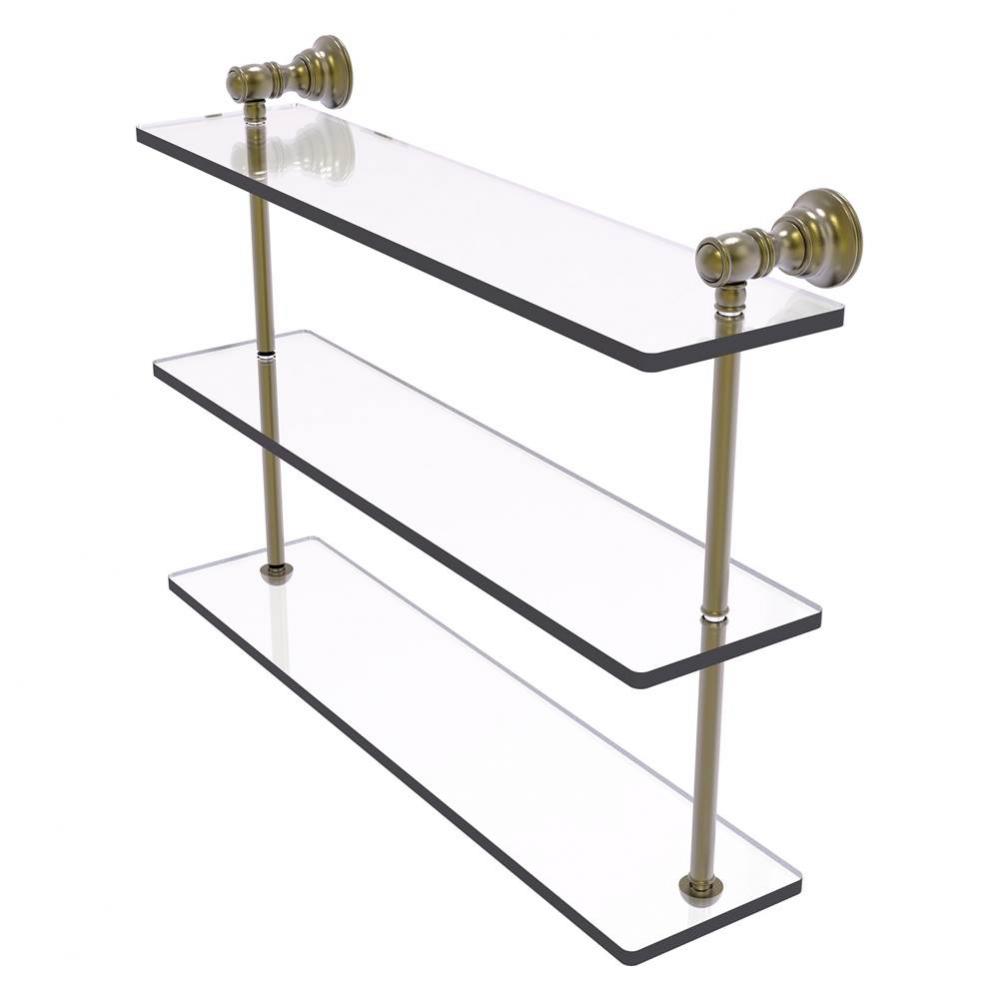 Carolina Collection 22 Inch Triple Glass Shelf - Antique Brass