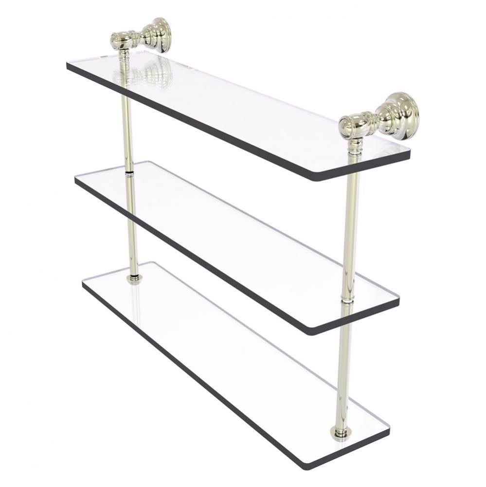 Carolina Collection 22 Inch Triple Glass Shelf - Polished Nickel