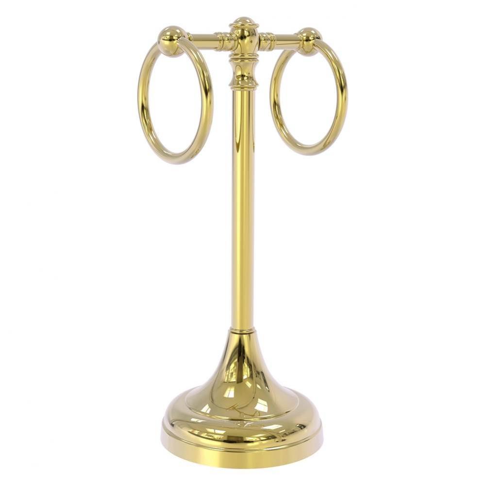 Carolina Collection 2 Ring Guest Towel Stand - Unlacquered Brass