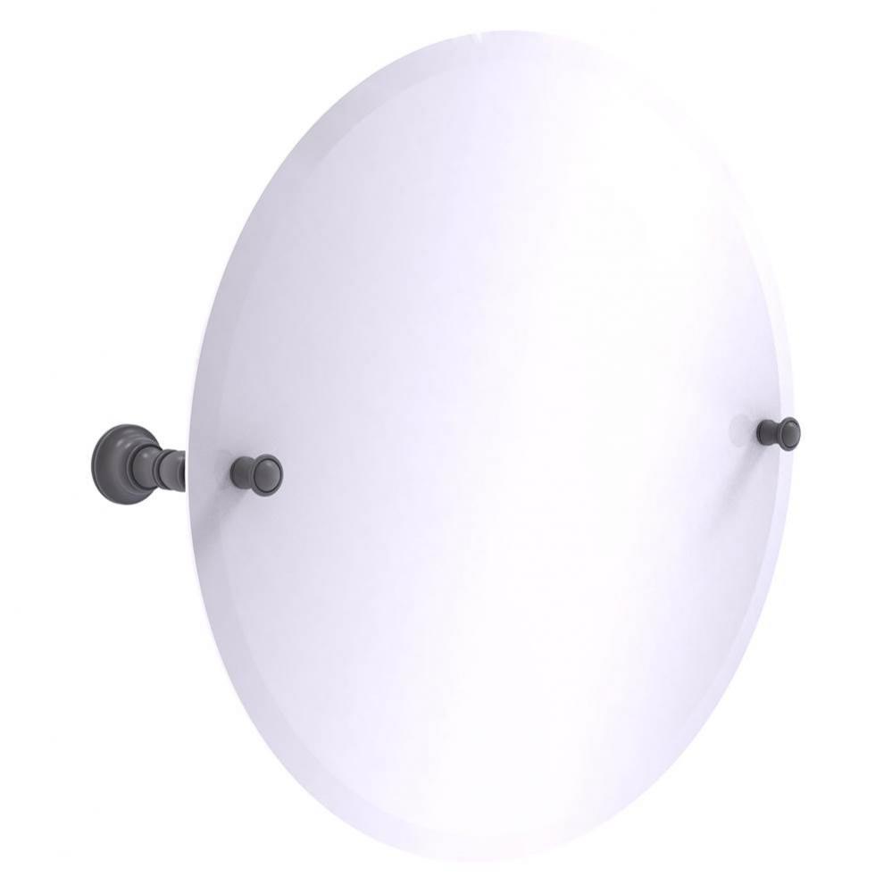 Carolina Collection Frameless Round Tilt Mirror with Beveled Edge - Matte Gray