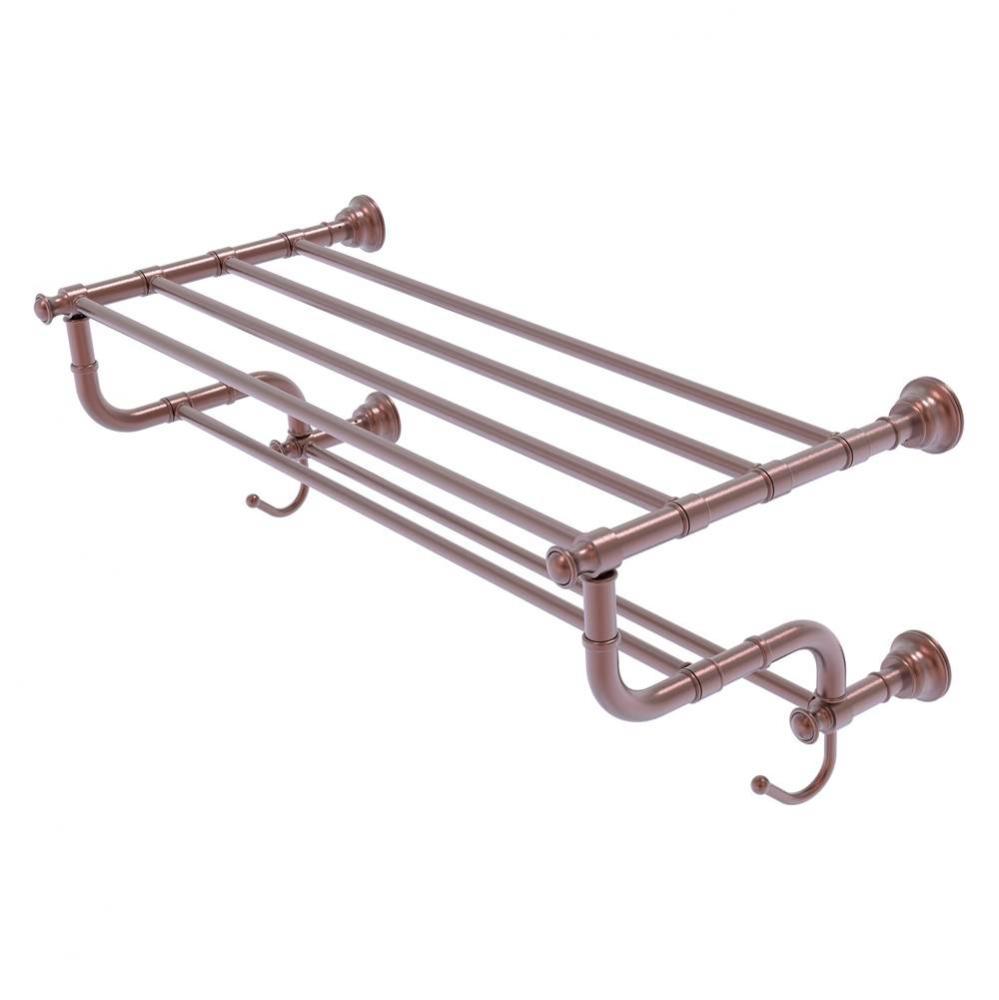 Carolina Collection 24 Inch Towel Shelf with Double Towel Bar - Antique Copper