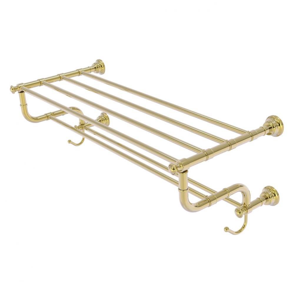 Carolina Collection 30 Inch Towel Shelf with Double Towel Bar - Unlacquered Brass