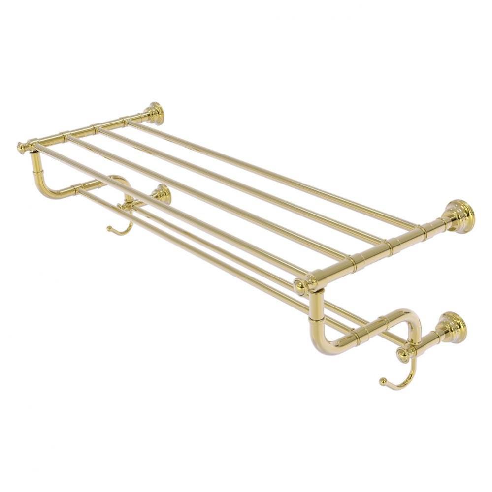 Carolina Collection 36 Inch Towel Shelf with Double Towel Bar - Unlacquered Brass