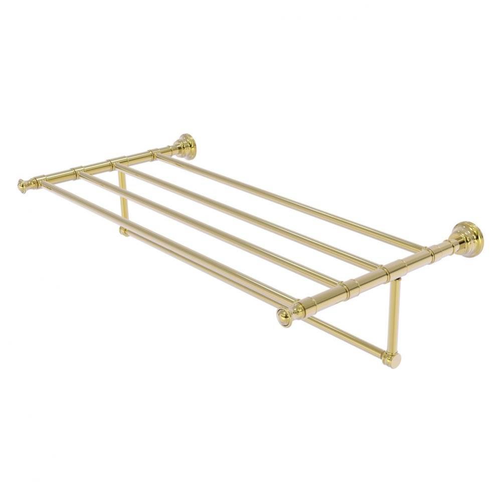 Carolina Collection 36 Inch Towel Shelf with Integrated Towel Bar - Unlacquered Brass