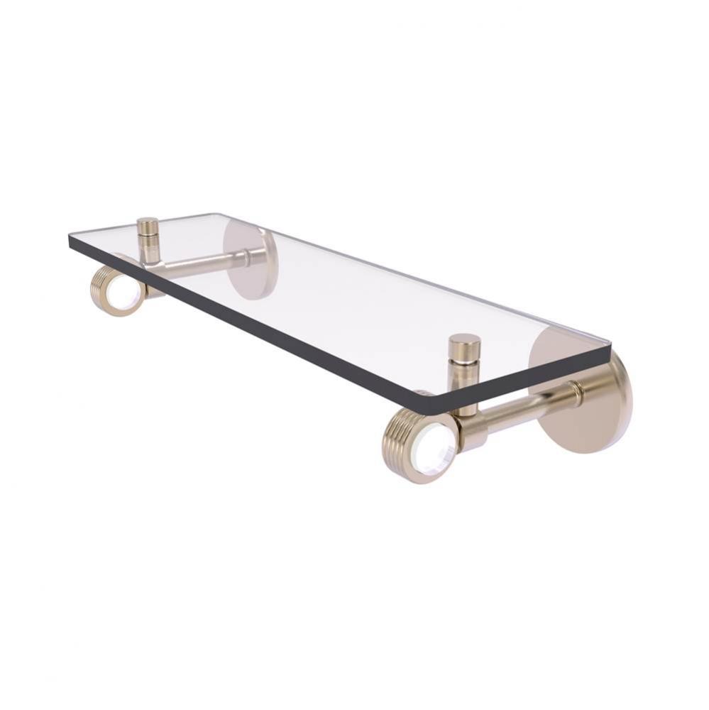 Clearview Collection 16 Inch Glass Shelf with Groovy Accents