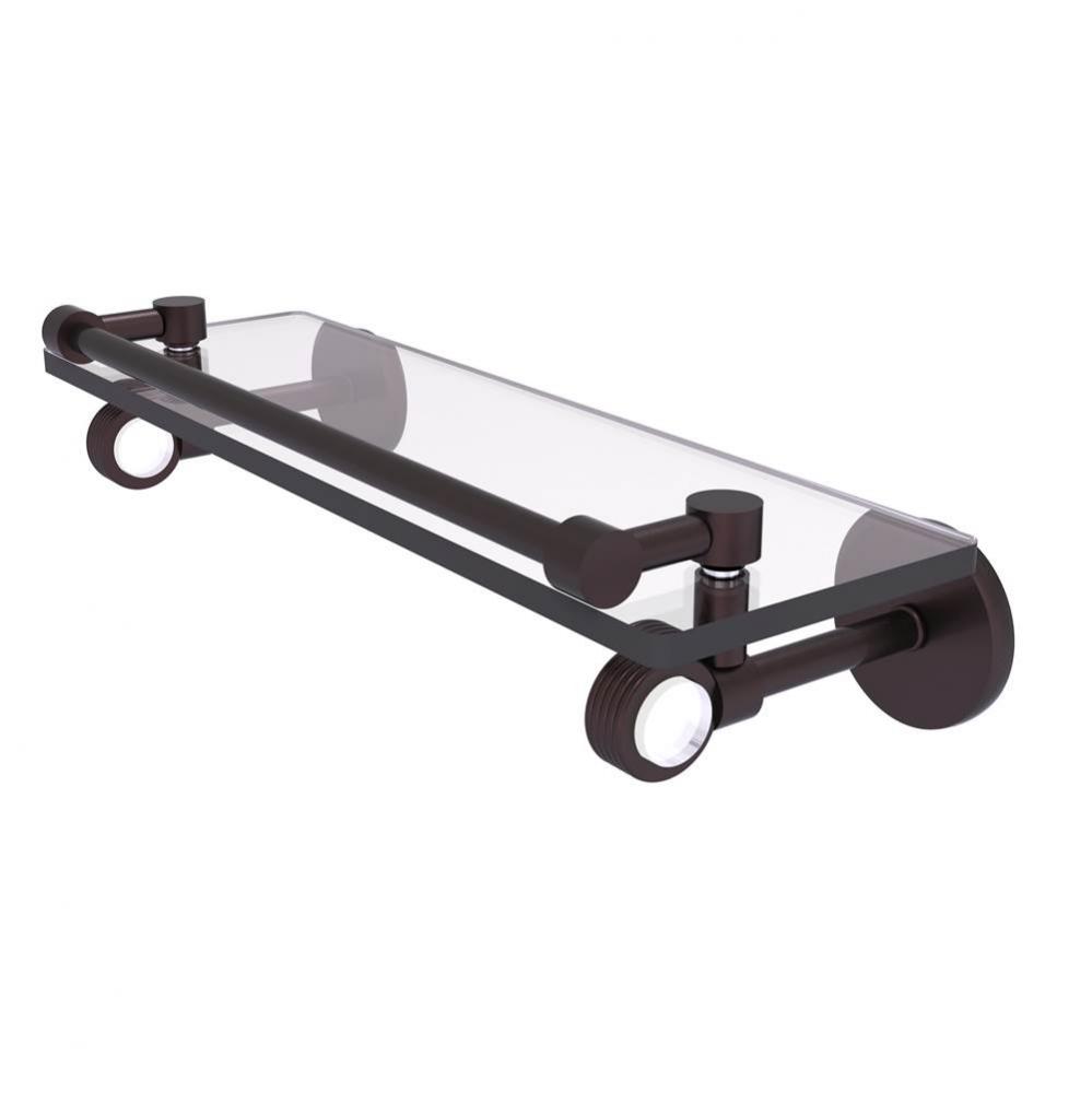 Clearview Collection 16 Inch Gallery Rail Glass Shelf with Groovy Accents