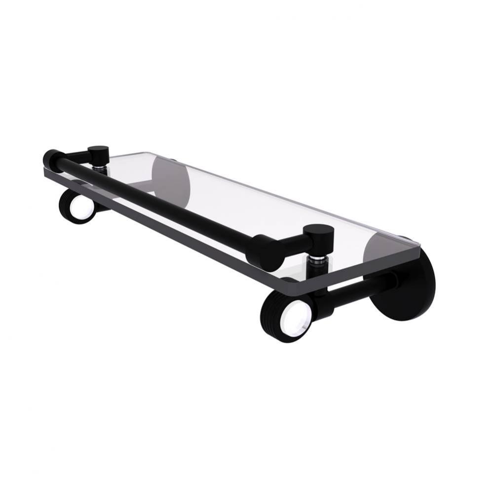 Clearview Collection 16 Inch Gallery Rail Glass Shelf with Groovy Accents
