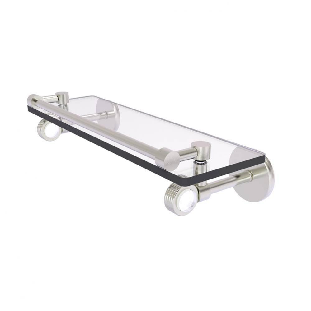 Clearview Collection 16 Inch Gallery Rail Glass Shelf with Groovy Accents