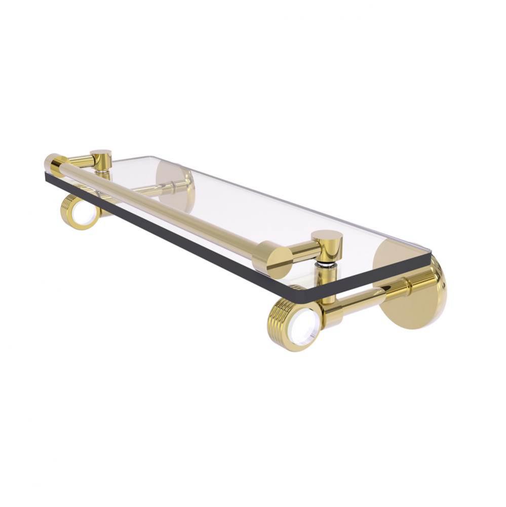 Clearview Collection 16 Inch Gallery Rail Glass Shelf with Groovy Accents