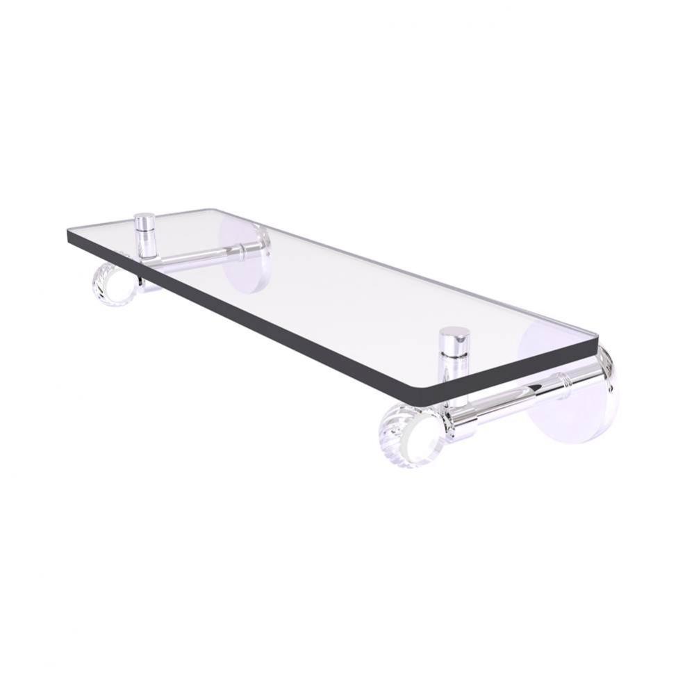 Clearview Collection 16 Inch Glass Shelf with Twisted Accents