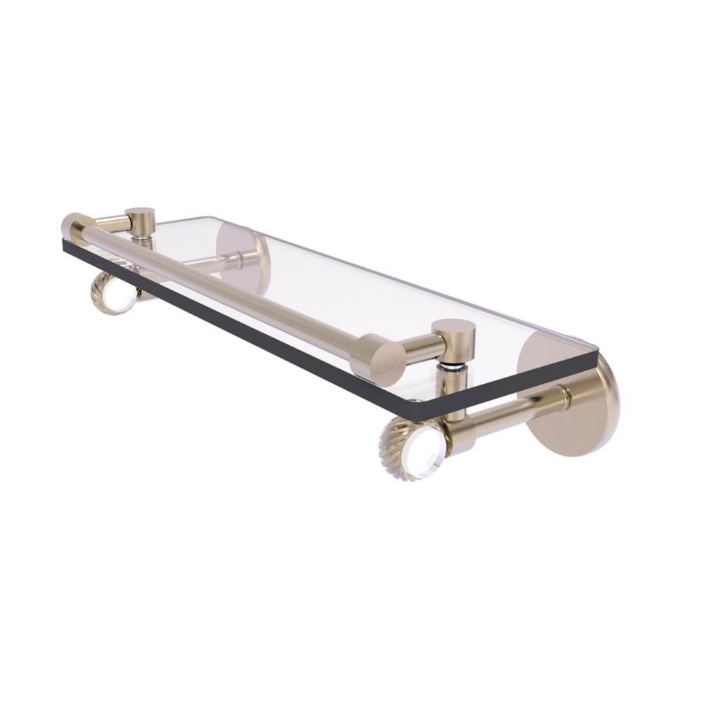 Clearview Collection 16 Inch Gallery Rail Glass Shelf with Twisted Accents