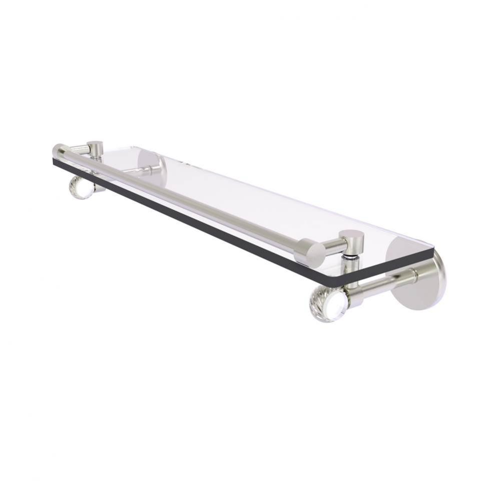 Clearview Collection 22 Inch Gallery Rail Glass Shelf with Twisted Accents