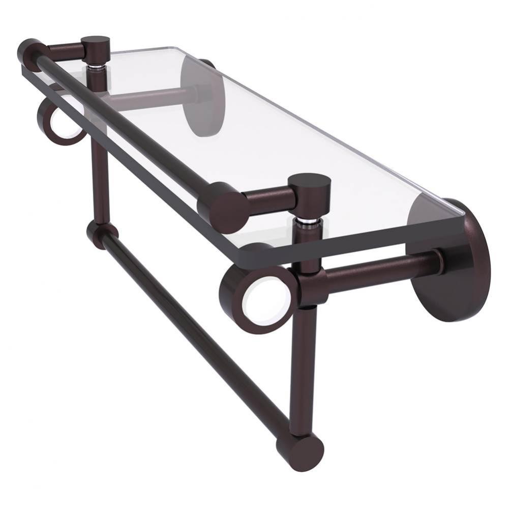 Clearview Collection 16 Inch Glass Shelf with Gallery Rail and Towel Bar - Antique Bronze