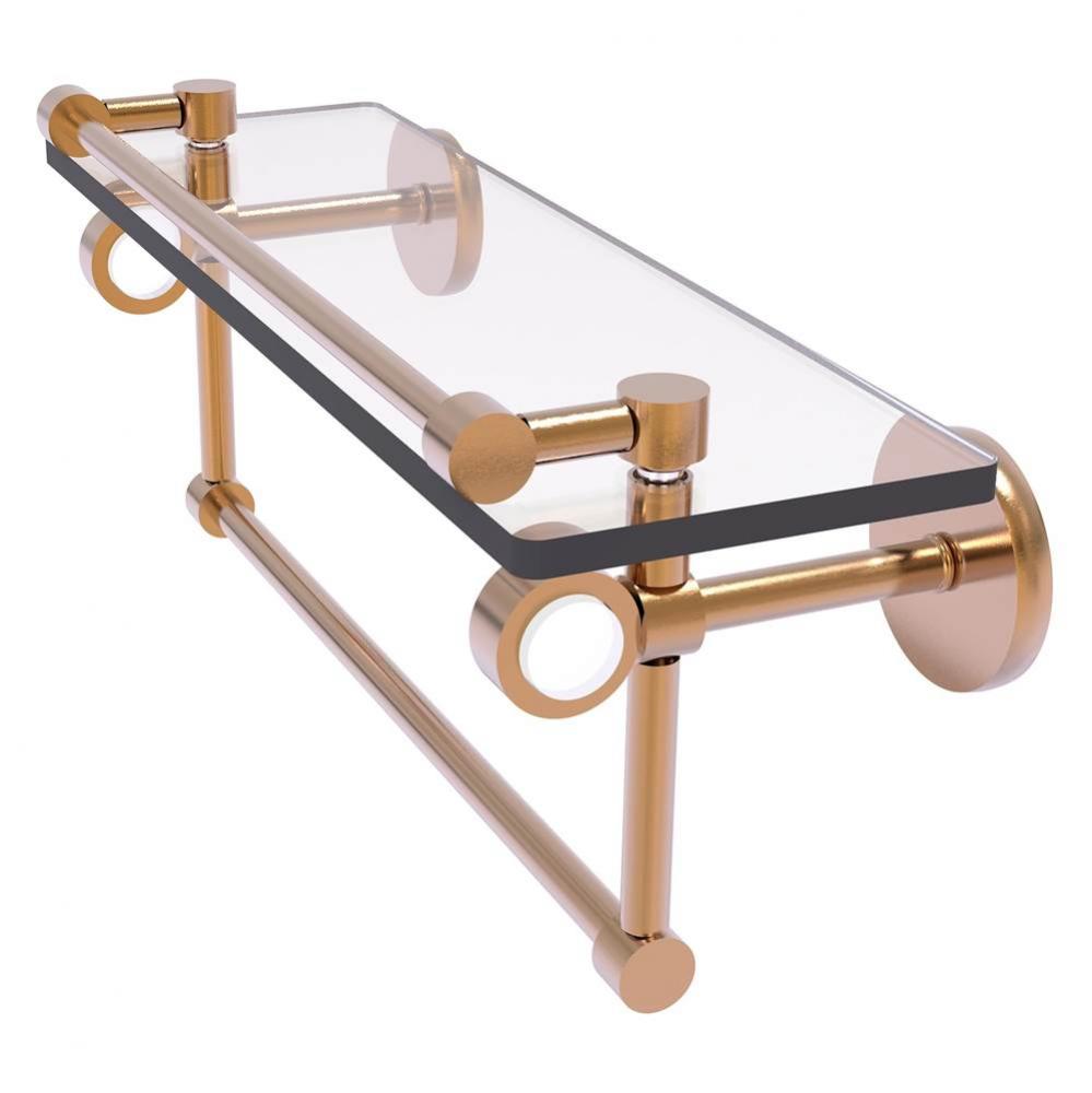Clearview Collection 16 Inch Glass Shelf with Gallery Rail and Towel Bar - Brushed Bronze