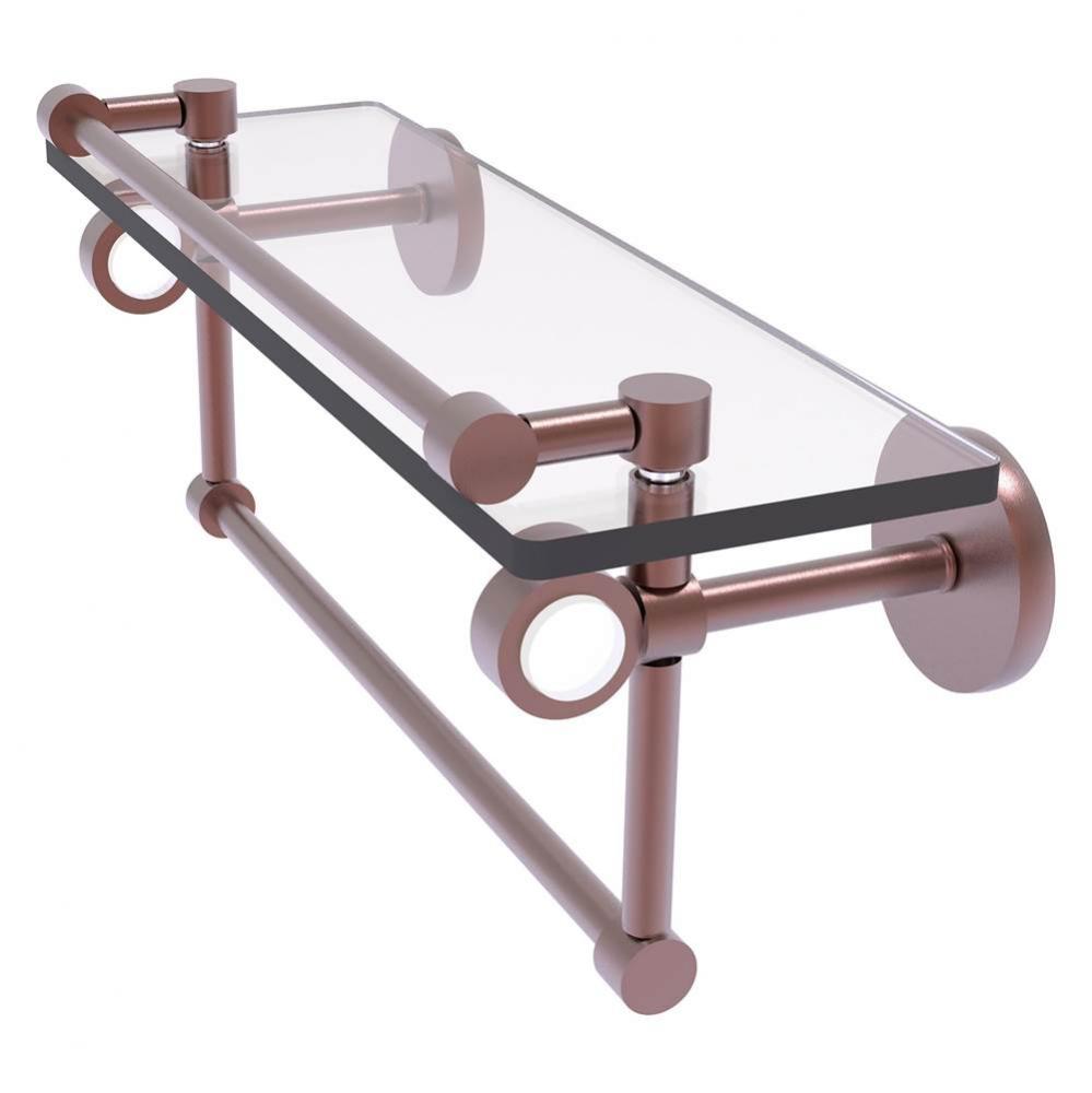 Clearview Collection 16 Inch Glass Shelf with Gallery Rail and Towel Bar - Antique Copper