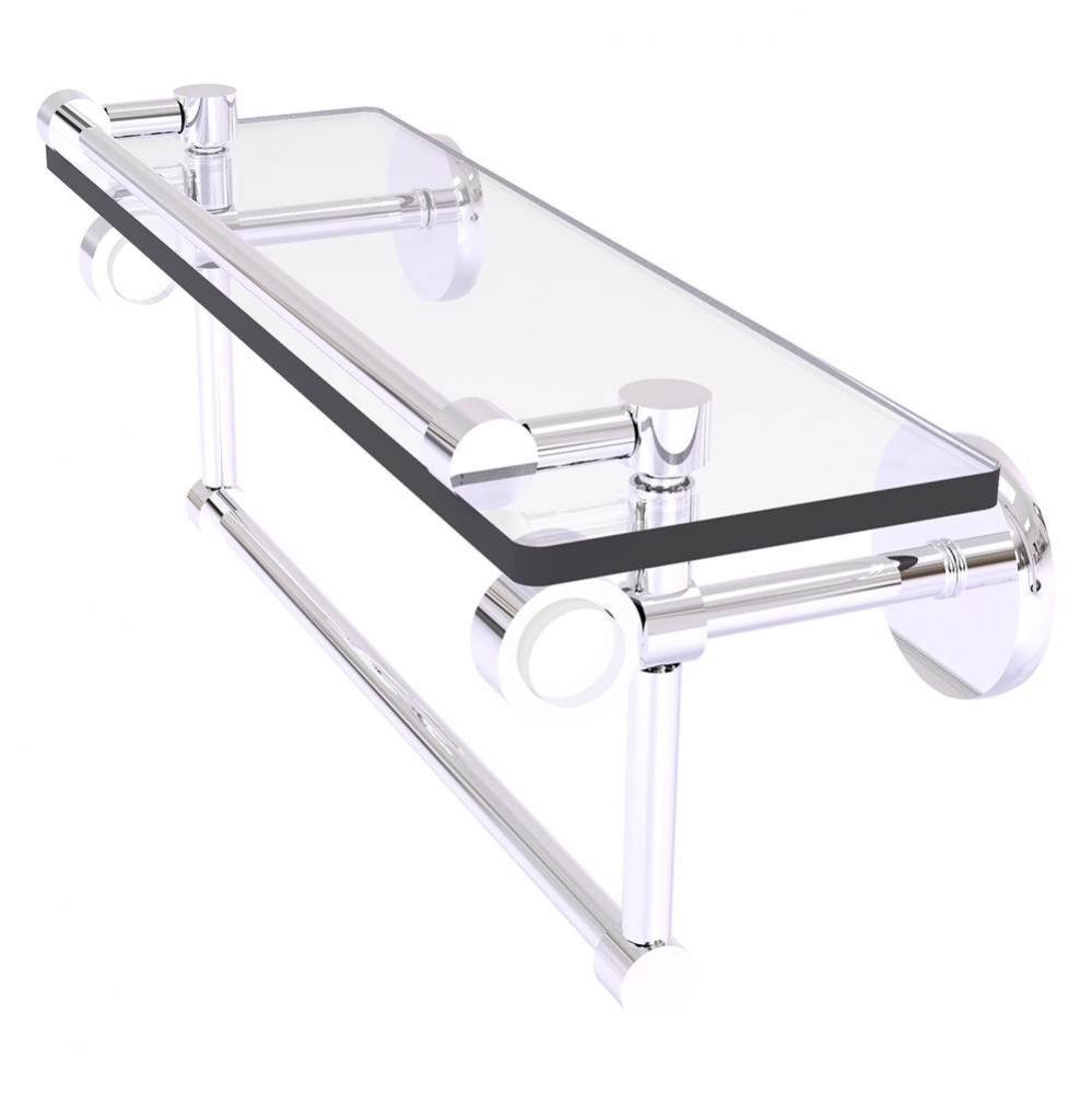 Clearview Collection 16 Inch Glass Shelf with Gallery Rail and Towel Bar - Polished Chrome