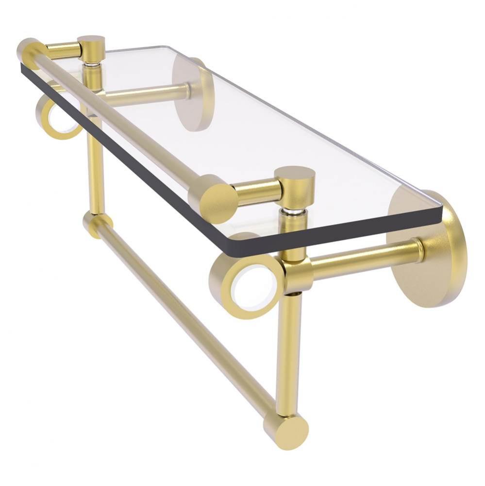 Clearview Collection 16 Inch Glass Shelf with Gallery Rail and Towel Bar - Satin Brass