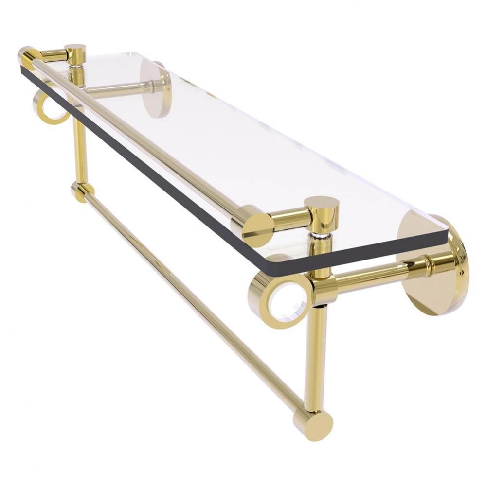 Clearview Collection 22 Inch Glass Shelf with Gallery Rail and Towel Bar - Unlacquered Brass