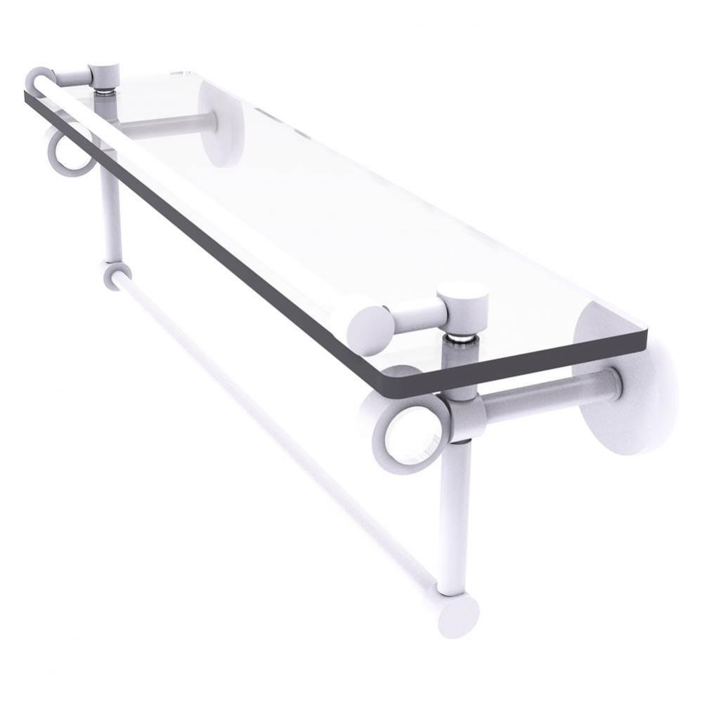 Clearview Collection 22 Inch Glass Shelf with Gallery Rail and Towel Bar - Matte White