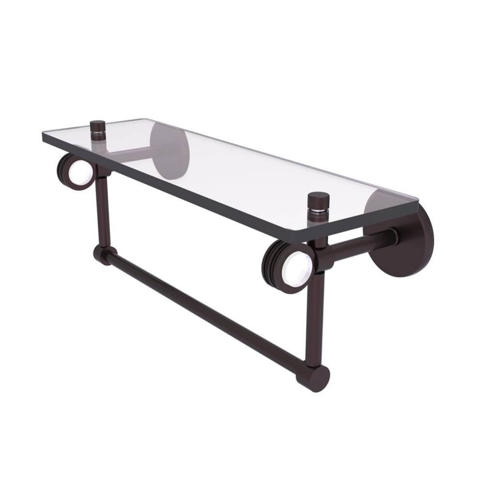 Clearview Collection 16 Inch Glass Shelf with Towel Bar and Dotted Accents