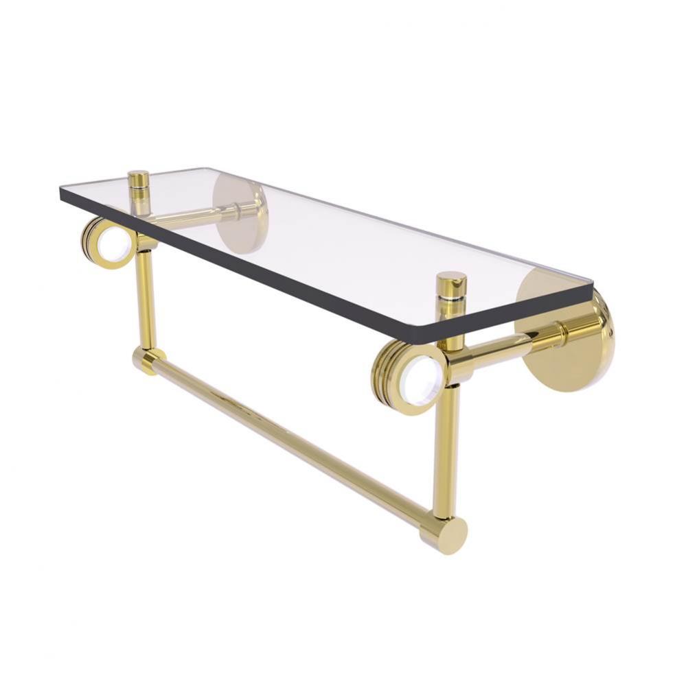 Clearview Collection 16 Inch Glass Shelf with Towel Bar and Dotted Accents