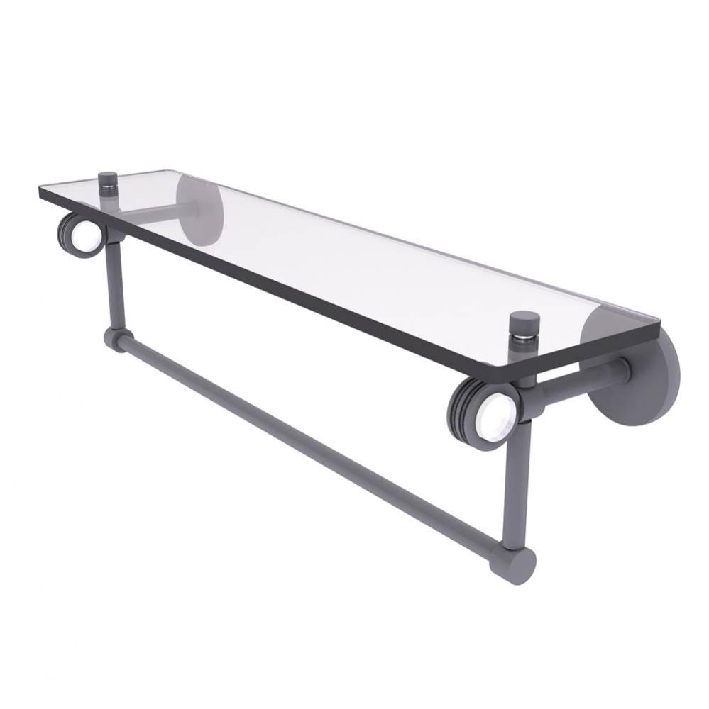 Clearview Collection 22 Inch Glass Shelf with Towel Bar and Dotted Accents