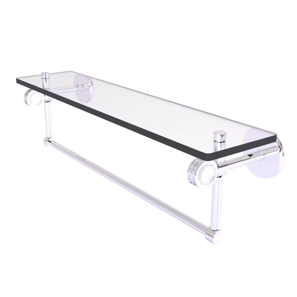 Clearview Collection 22 Inch Glass Shelf with Towel Bar and Dotted Accents