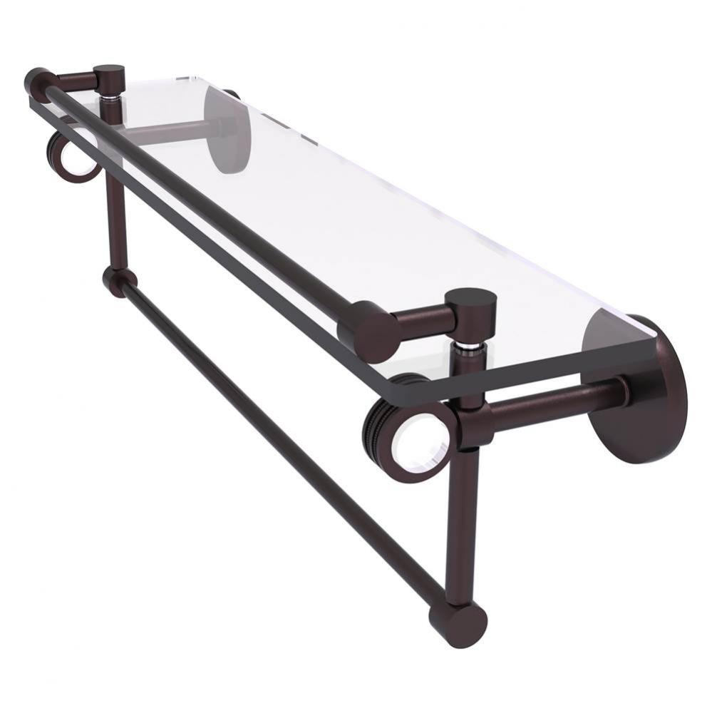 Clearview Collection 22 Inch Glass Gallery Shelf with Towel Bar and Dotted Accents - Antique Bronz