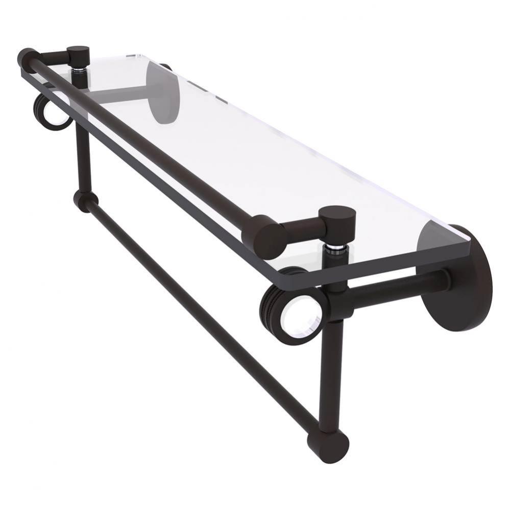 Clearview Collection 22 Inch Glass Gallery Shelf with Towel Bar and Dotted Accents - Oil Rubbed Br