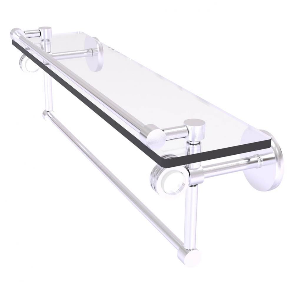 Clearview Collection 22 Inch Glass Gallery Shelf with Towel Bar and Dotted Accents - Satin Chrome