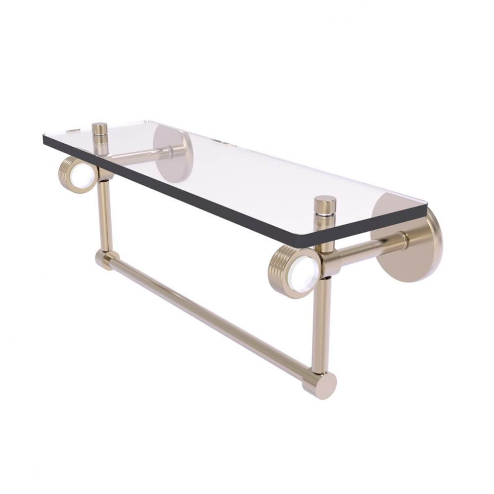 Clearview Collection 16 Inch Glass Shelf with Towel Bar and Groovy Accents