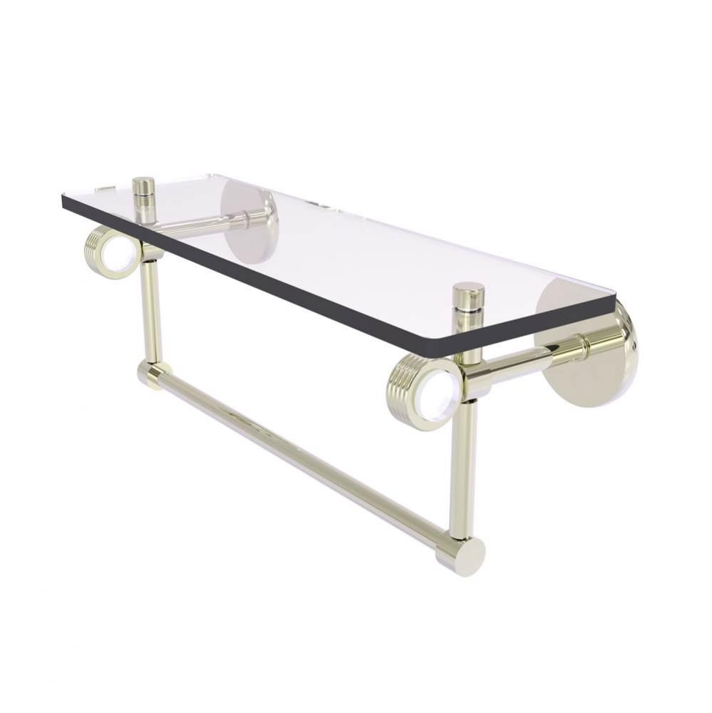 Clearview Collection 16 Inch Glass Shelf with Towel Bar and Groovy Accents