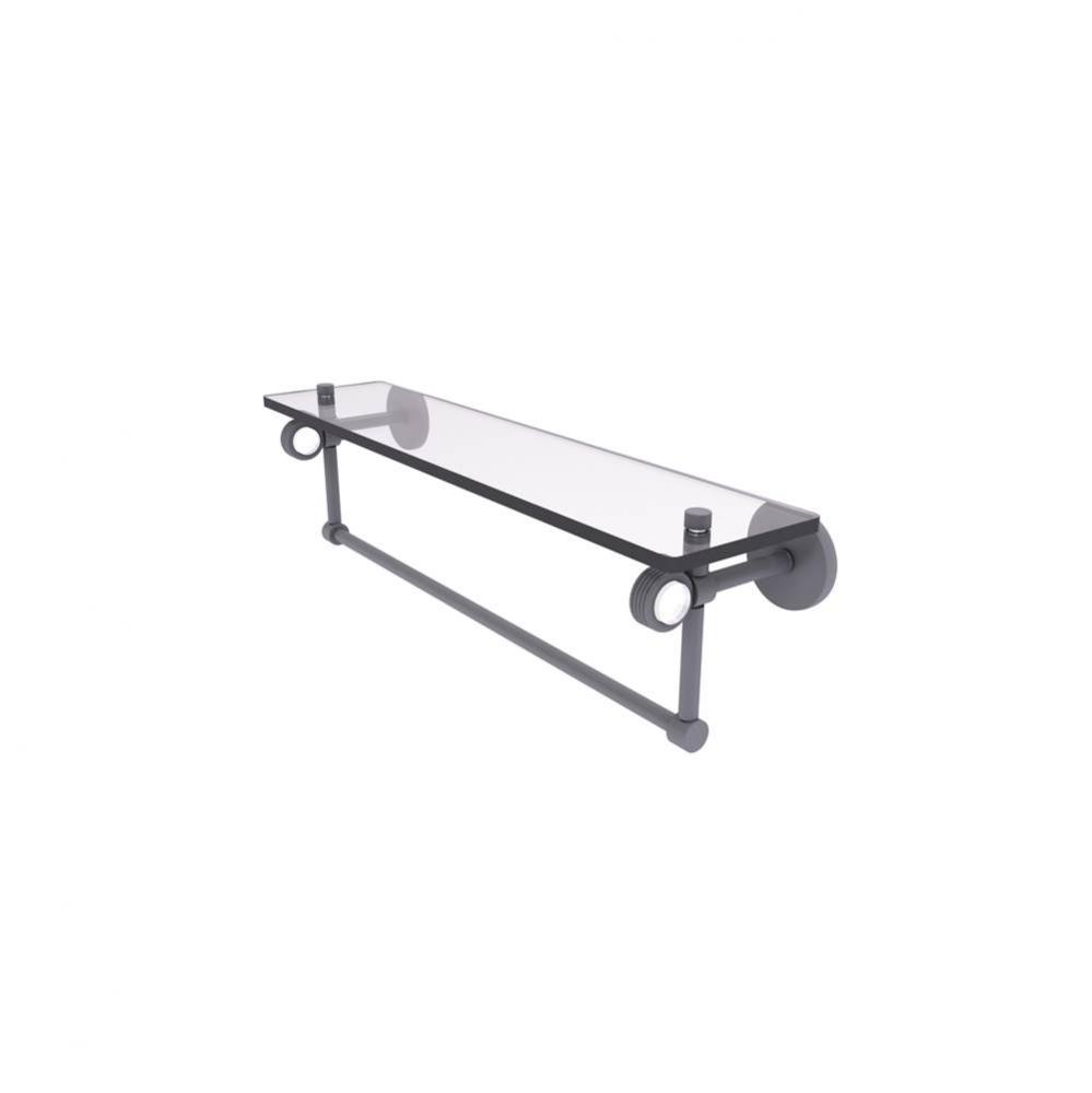 Clearview Collection 22 Inch Glass Shelf with Towel Bar and Groovy Accents