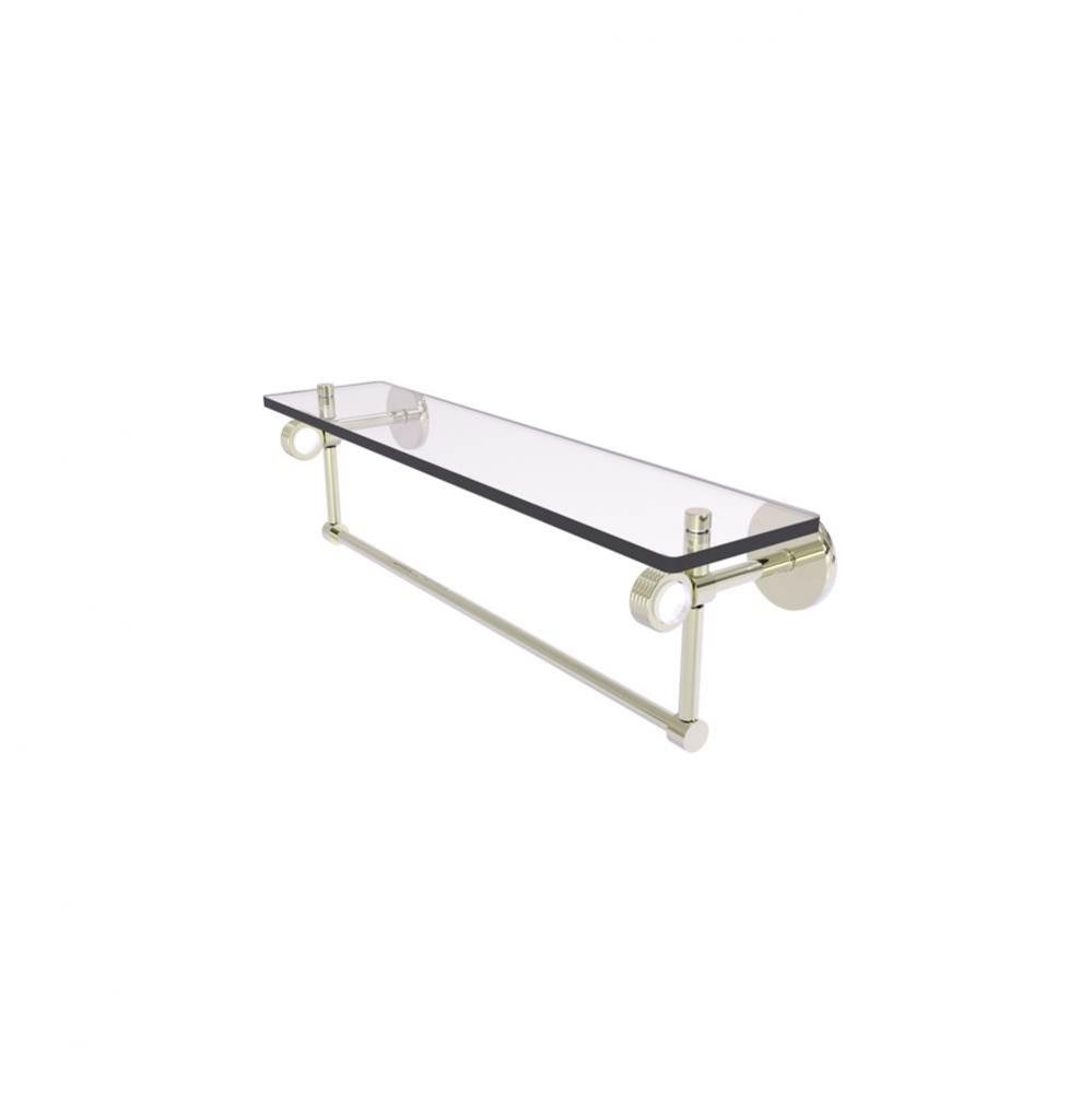Clearview Collection 22 Inch Glass Shelf with Towel Bar and Groovy Accents