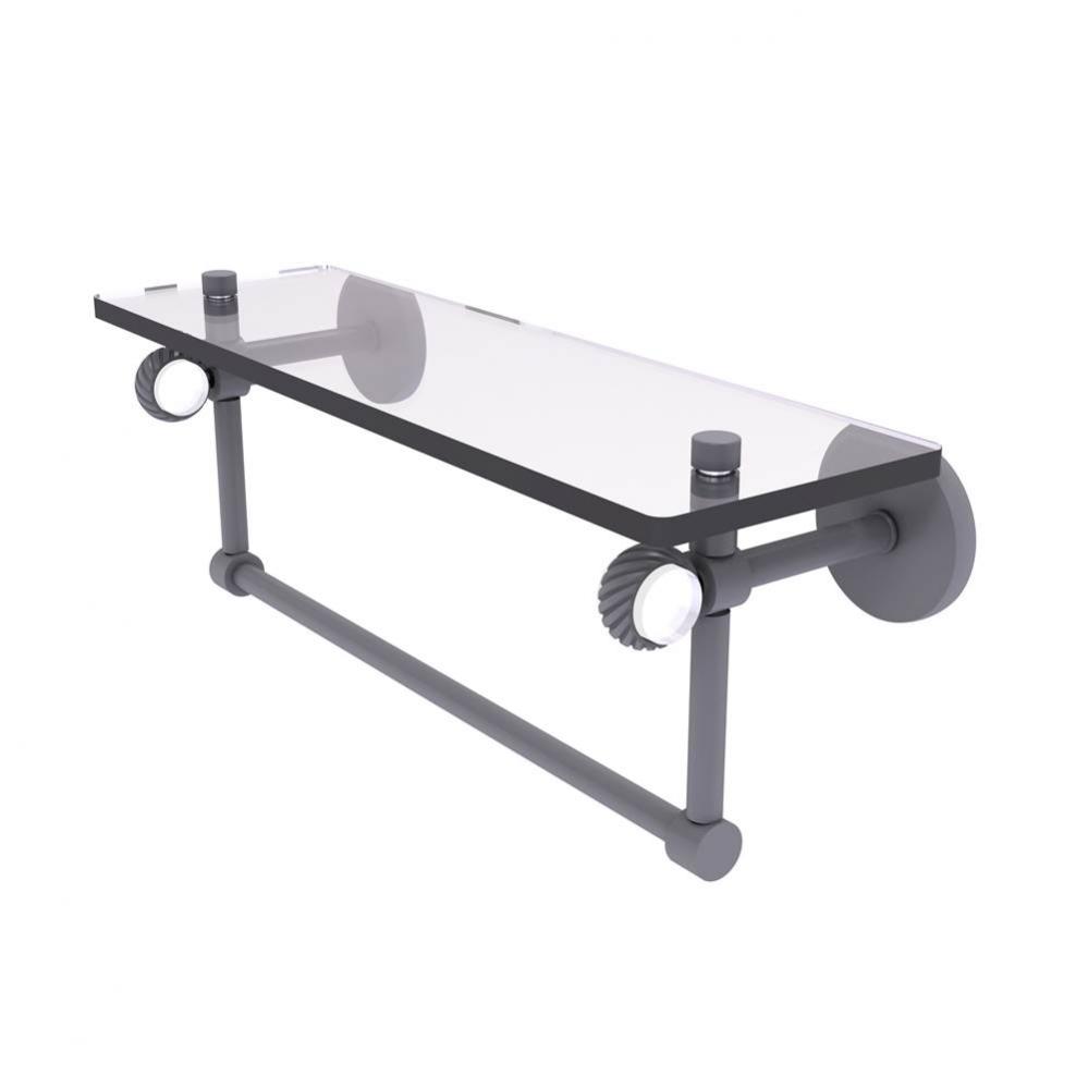 Clearview Collection 16 Inch Glass Shelf with Towel Bar and Twisted Accents