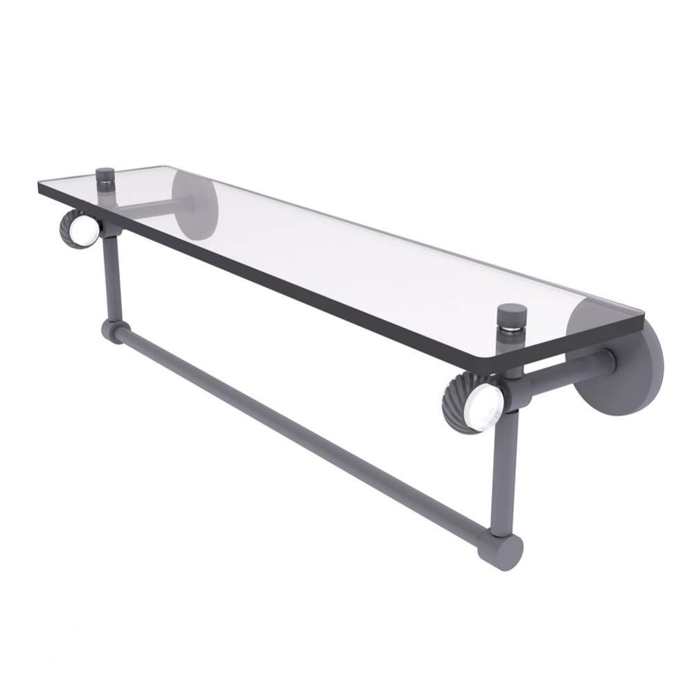 Clearview Collection 22 Inch Glass Shelf with Towel Bar and Twisted Accents