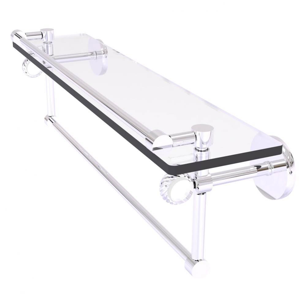 Clearview Collection 22 Inch Glass Gallery Shelf with Towel Bar and Twisted Accents - Polished Chr