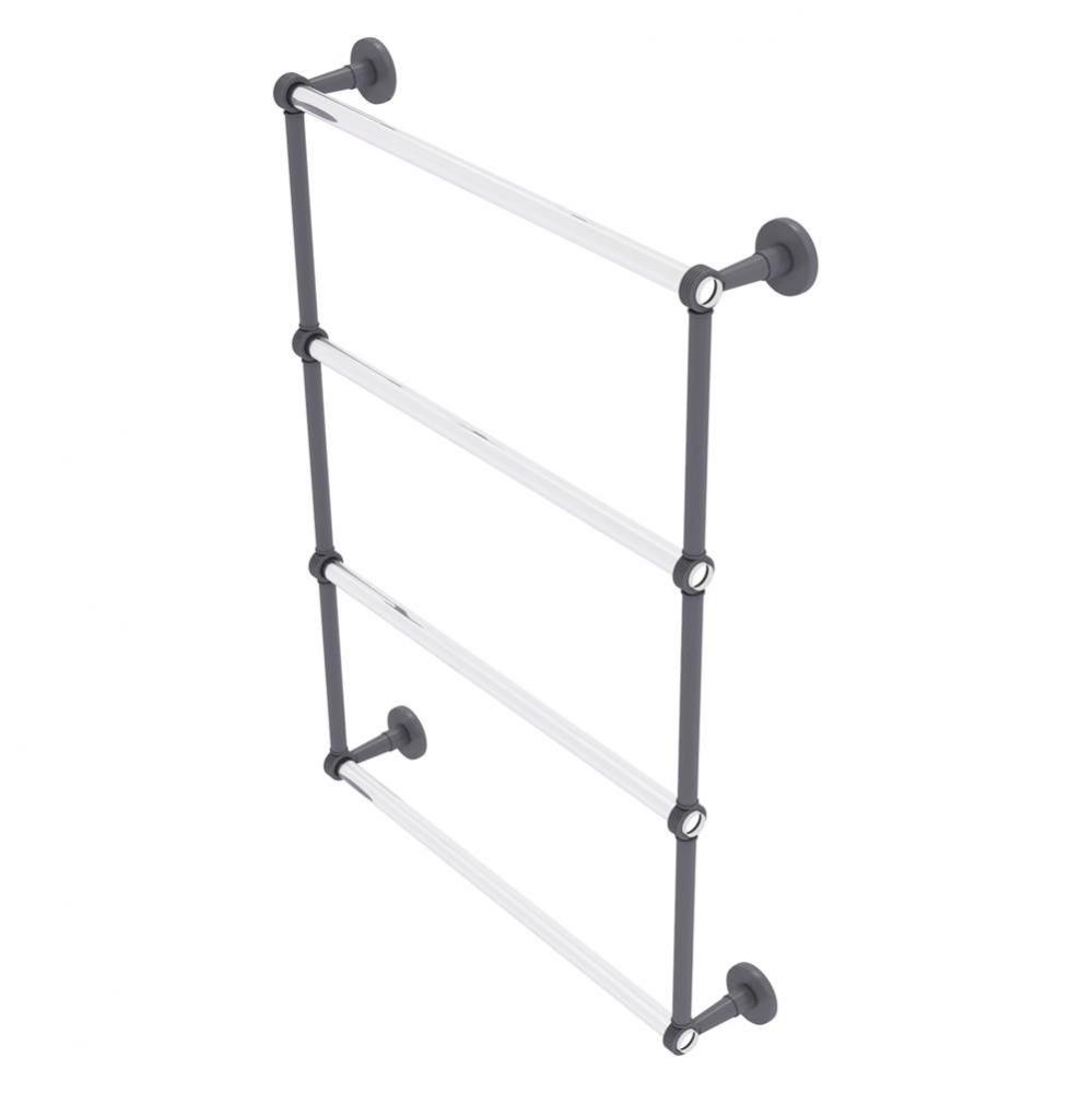 Clearview Collection 4 Tier 24 Inch Ladder Towel Bar with Grooved Accents - Matte Gray