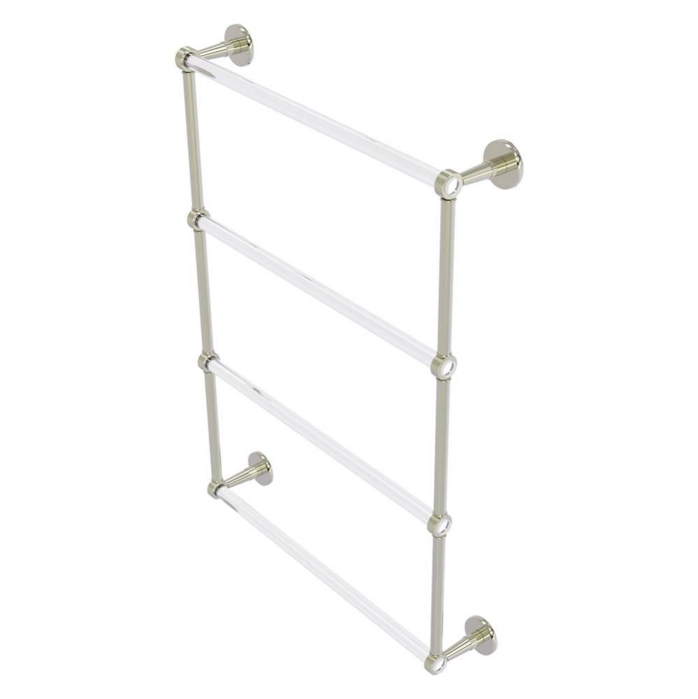 Clearview Collection 4 Tier 24 Inch Ladder Towel Bar with Grooved Accents - Polished Nickel