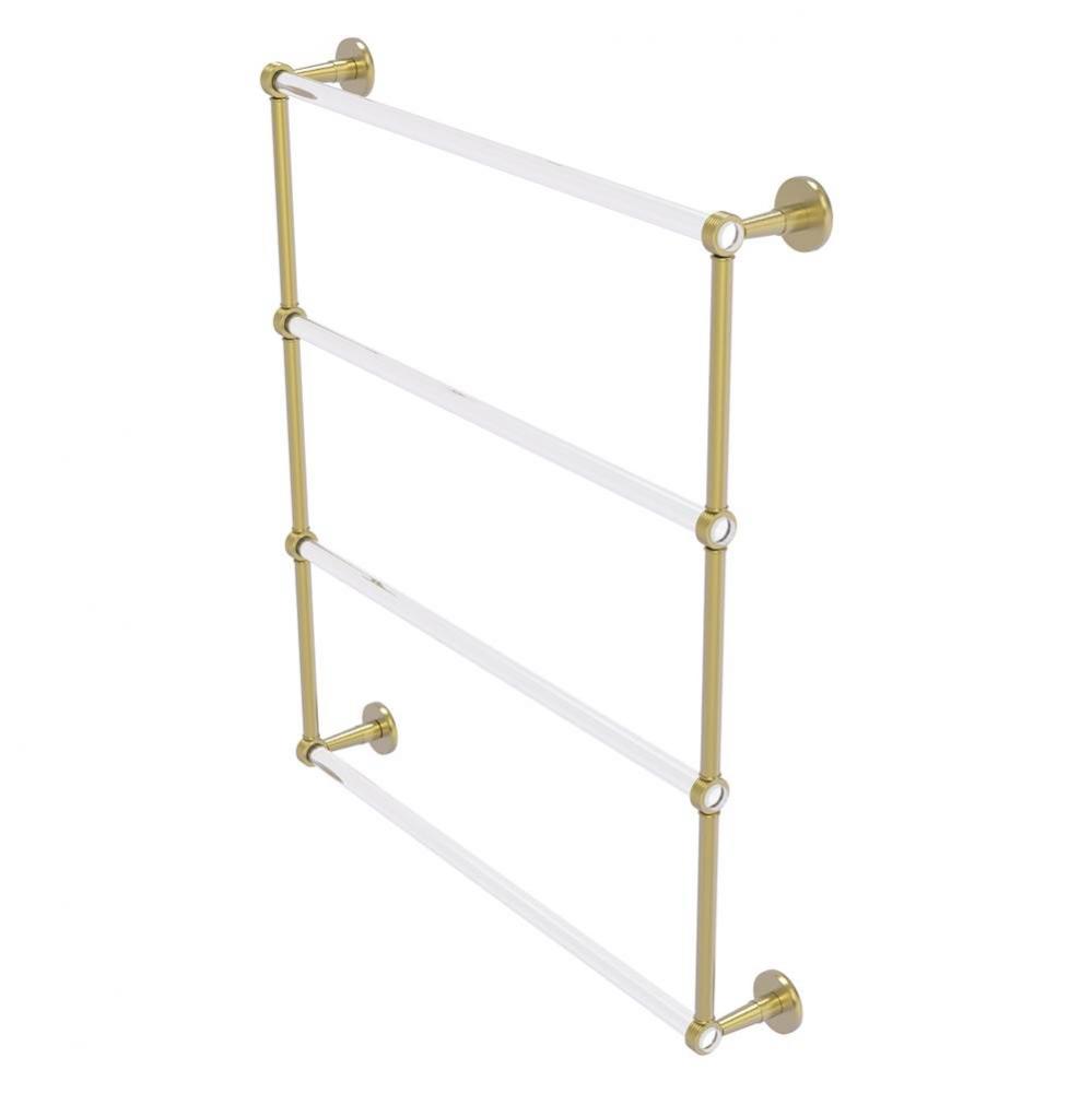 Clearview Collection 4 Tier 30 Inch Ladder Towel Bar with Grooved Accents - Satin Brass